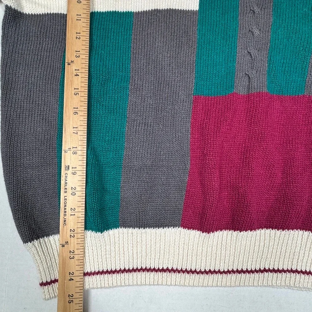VTG 80s Par Four Sweater Mens Large Color Block Knit‎ Pullover Casual Cosby EUC